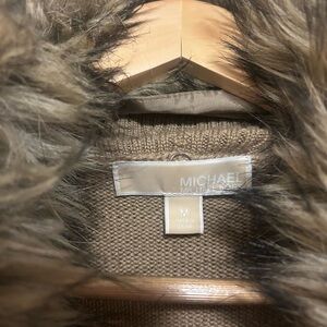 Michael Kors, cardigan with removable faux fur collar!
